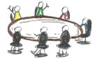 Picture: Cartoon figures around the meeting table